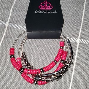 NWT / Hot Pink & Silver Beaded Bracelet